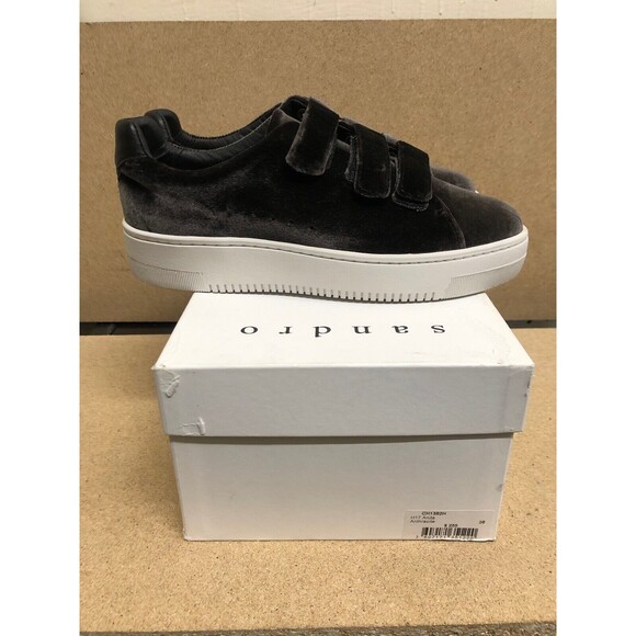Sandro Paris Anita Anthracite Charcoal Gray Velvet Sneakers SZ 7-7.5 US  EUR 38 - Picture 10 of 12